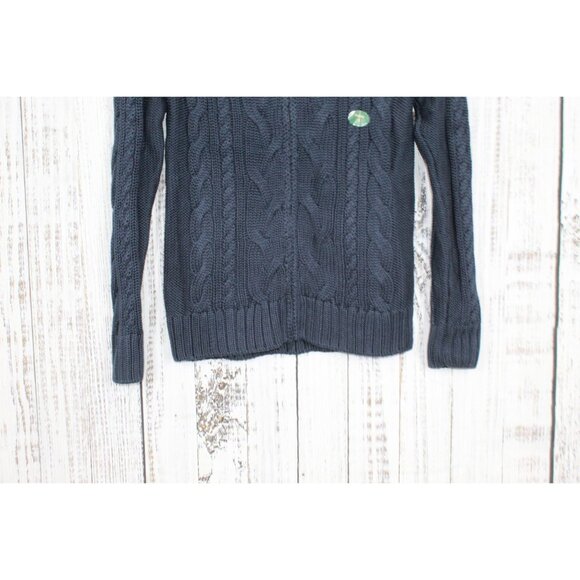 LL Bean Double L Cable Sweater Zip Cardigan Blue Size S Pet - Picture 3 of 10